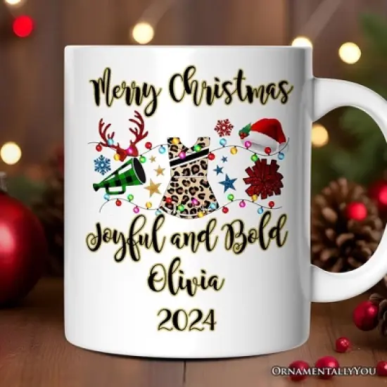 Cheerleader Buffalo Plaid Christmas Mug, Cheer Mom Gift (Non-Custom Only)| OrnamentallyYou image {2}
