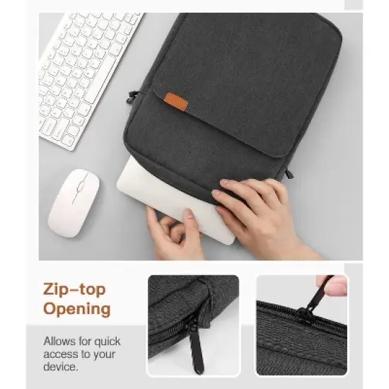 13.3-14 Inch Laptop Sleeve Bag ,Handle Carrying Case with Shoulder Strap, Black & Gray image {4}