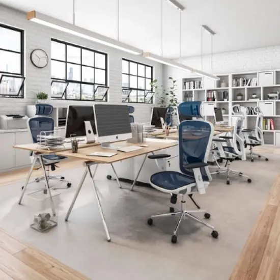 High Back Executive Mesh Office Chair Blue - Techni Mobili image {3}