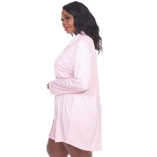 Women's Plus Size Long Sleeve Nightgown - White Mark image {1}