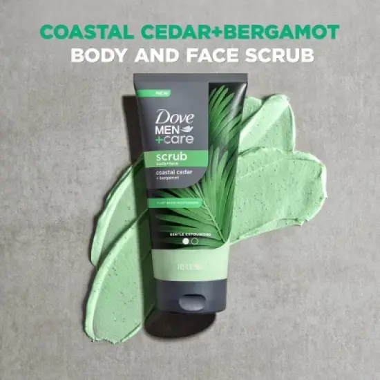 Dove Men+Care Body & Face Scrub with Plant-Based Moisturizers - Coastal Cedar & Bergamot - 9oz image {2}