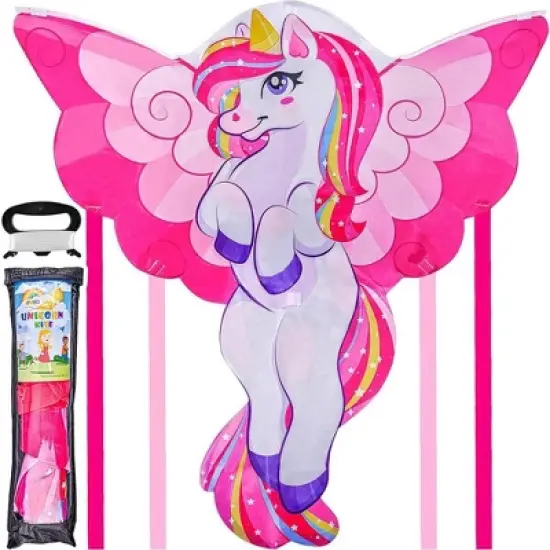 SYNCFUN 43.3'' Giant Unicorn Kite Easy to Fly Huge Kites for Kids and Adults with 262.5 ft Kite String, Large Beach Kite for Outdoor Games image {7}