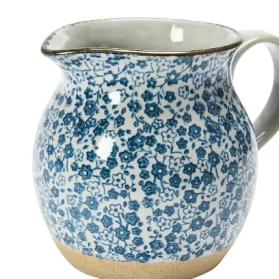 Storied Home Hand-Painted Country-Style Stoneware Pitcher with Floral Print image {2}