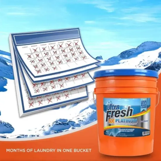 Ultra Fresh 6X Platinum Laundry Detergent Liquid for All Machine Types with Easy Dispensing Pump, Up to 640 Loads, ColdWater, 5 Gallon image {4}