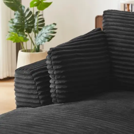 Dolonm 45.3 in. Oversized Corduroy Chaise Lounge - Plush Sofa Chair for Living Room Dorm Apartment No Assembly image {3}