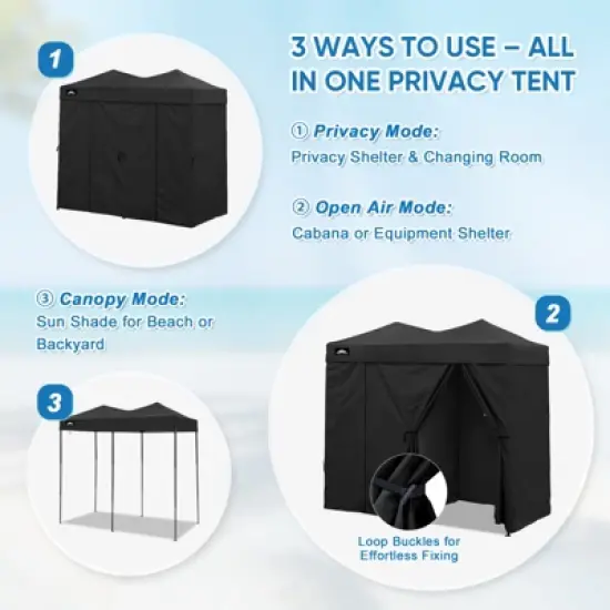 EAGLE PEAK Outdoor Changing Room 8x4, 2 Room Pop Up Portable Changing Room, Sun Shelter, Portable Dressing Room image {4}