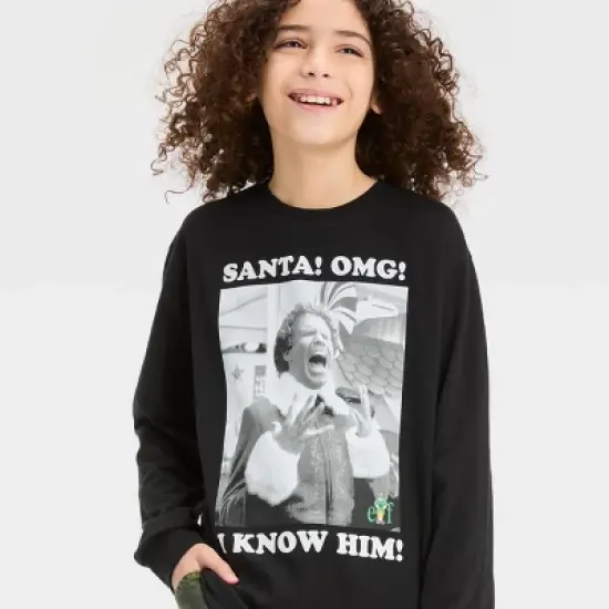 Boys' Long Sleeve Elf 'Santa! I Know Him' Graphic T-Shirt - art class&trade; image {1}