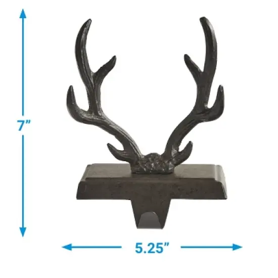 Split P Antler Rustic Brown Iron Stocking Hanger image {3}