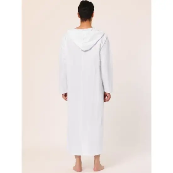 Lars Amadeus Men's Nightshirt Long Sleep Shirt Hooded Loungewear Nightgown Pajamas image {3}