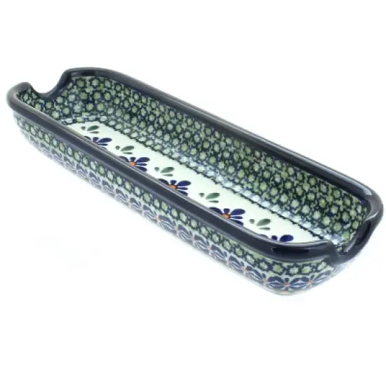 Blue Rose Polish Pottery 1517 Zaklady Corn on the Cob Plate image {4}