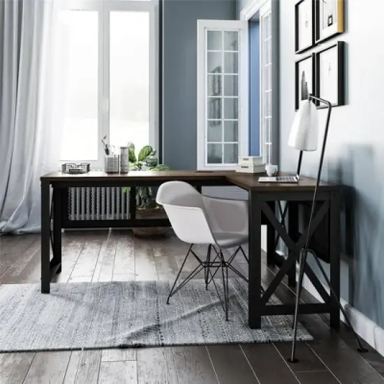 Haskell L Desk with Lift Top Walnut - Room & Joy image {3}