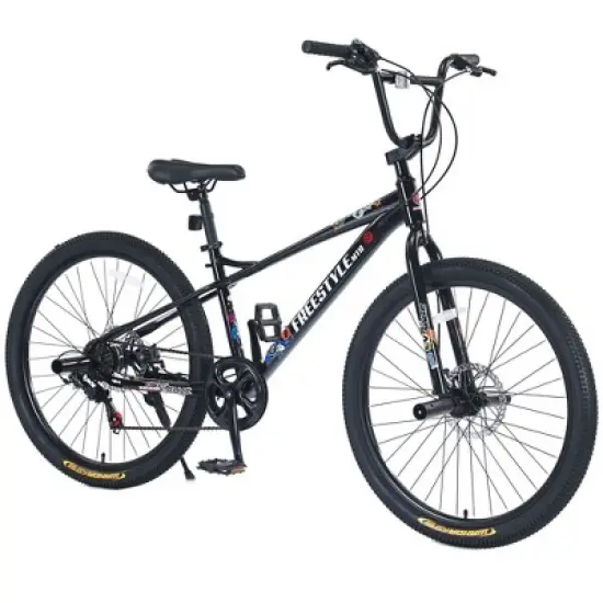 NicBex 26" Freestyle Kids Bike for Teens,7-Speed Grip Shifters,Steel Frame,Double Disc Brakes ,Freestyle MTB Bikes for Children,No Suspension image {6}
