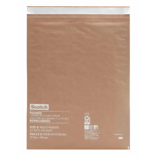 Scotch 12.5"x17.5" Curbside Recyclable Mailer Size 6: Self-Adhesive Padded Envelopes, 100% Recycled Paper, Tan image {12}