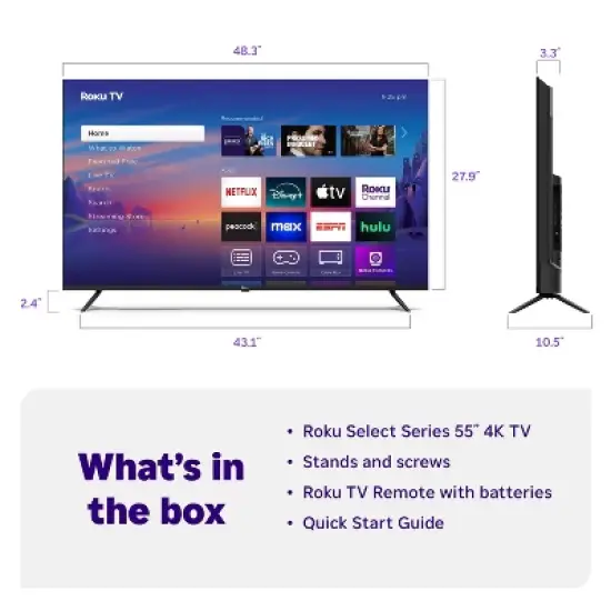Roku 55" Select Series 4K HDR Smart Roku TV with Roku TV Remote image {6}