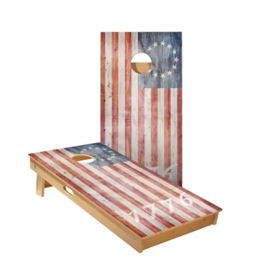 Skips Garage 1776 American Flag Cornhole Boards - ACA Star Series image {1}