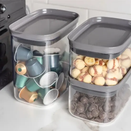 OU Airtight Food Storage Container 2.8cup, BPA Free Clear Plastic Food Storage Container with Leak Proof Lid, Stackable Kitchen Pantry Organizer image {10}