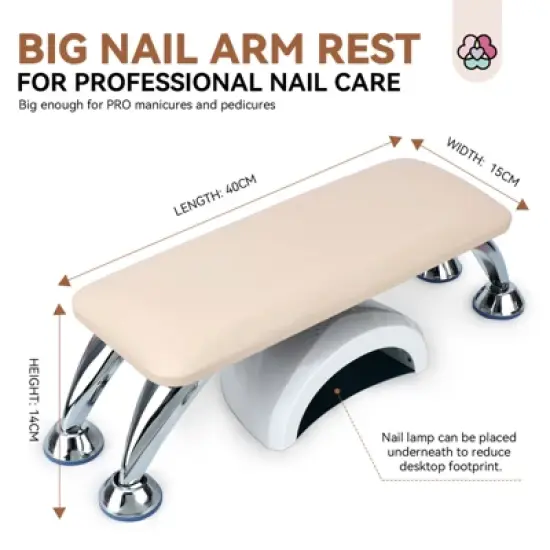 SAVILAND Apricot-Tone Salon Arm Support - Ergo Microfiber Cushion w/Adjustable Height Pro System. image {7}