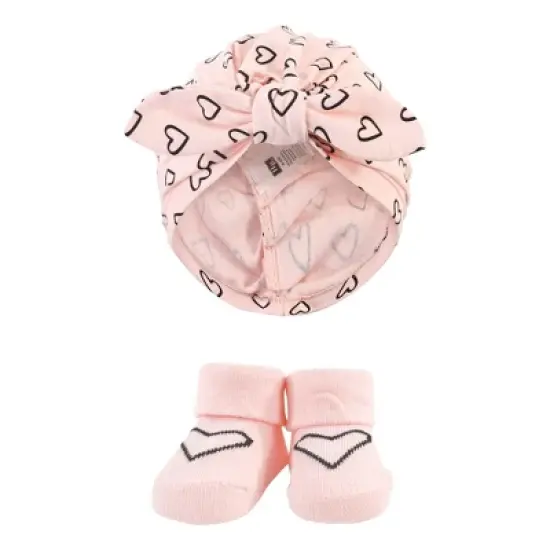 Hudson Baby Infant Girl Turban and Socks Set, Modern Rainbow, One Size image {2}