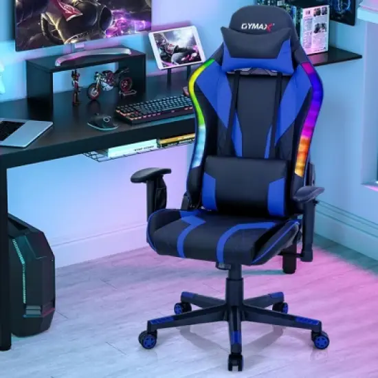 Costway Gaming Chair Adjustable Swivel Computer Chair w/ Dynamic LED Lights image {1}
