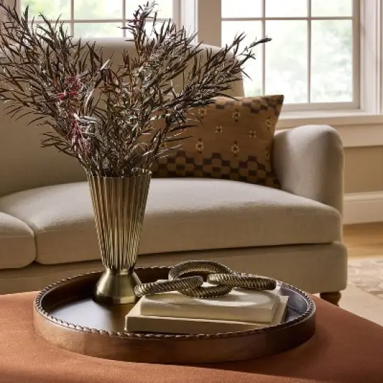 Braided Edge Wood Tray Dark Brown - Threshold&trade; designed with Studio McGee image {1}