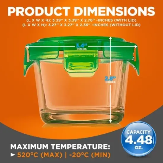 NutriChef 12 Pcs. Mini High Borosilicate Glass Round Meal-Prep Containers with Airtight Lid, 4oz image {1}