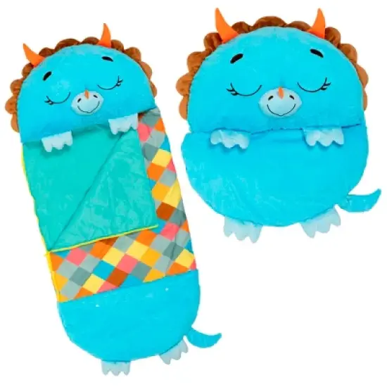 Happy Nappers: Pillow & Sleepy Sack: Medium - Triceratops Timmy - 54 x 20", 2-In-1: Plush Dinosaur Opens Into Sleeping Bag, Soft, Play & Nap, Kids 3+ image {1}