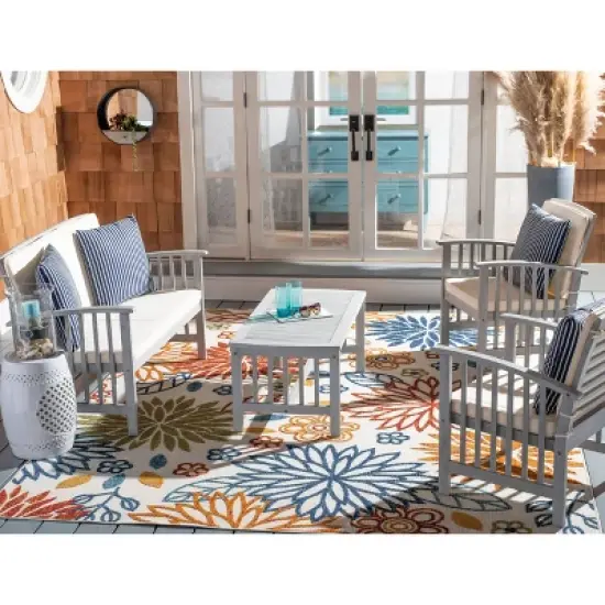 Rocklin 4pc Living Set - Gray/Beige/Navy - Safavieh image {1}