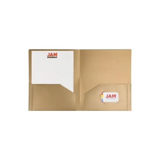 JAM Paper Heavy Duty 2-Pocket School Folders Gold 6/Pack (383HHGOA) 383HGOA image {2}