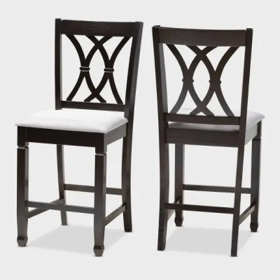 2pc Reneau Finished Wood Counter Height Pub Chairs - Baxton Studio image {7}