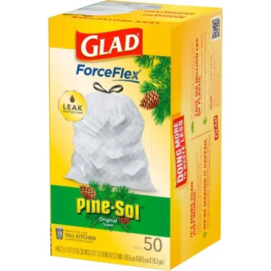 Glad ForceFlex Drawstring Trash Bags - Pinesol - 13 Gallon - 50ct image {4}