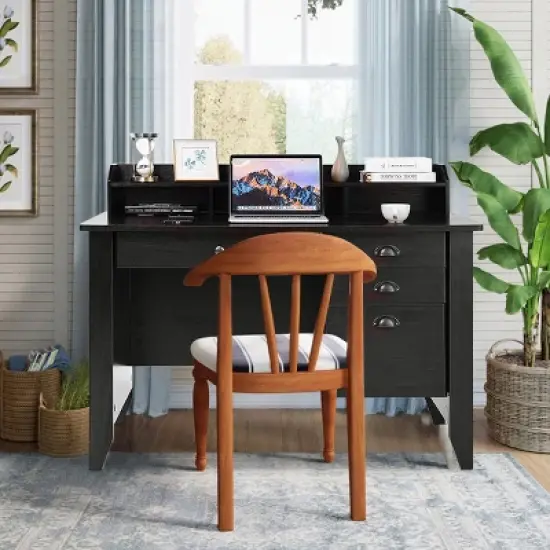 Costway Computer Desk PC Laptop Writing Table Workstation Student Study Furniture Black image {1}