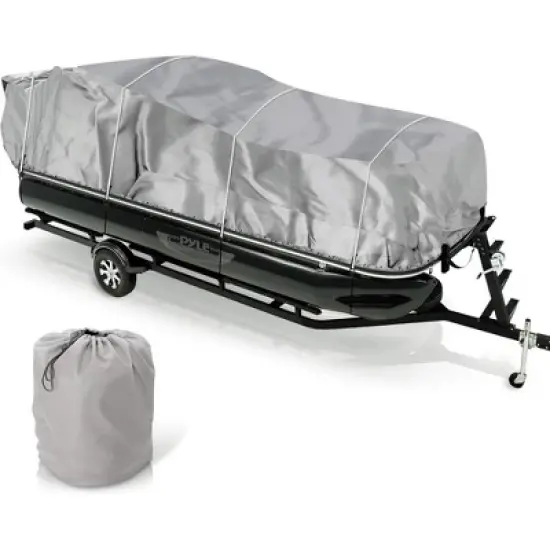 Pyle Armor Shield Trailer Guard Pontoon Boat Cover 25'-28' L Beam Width to 96'' - Tough Polyester image {6}