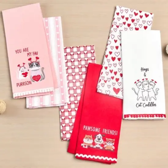 The Lakeside Collection Set of 2 Valentine's Day Embroidered Kitchen Towels image {6}