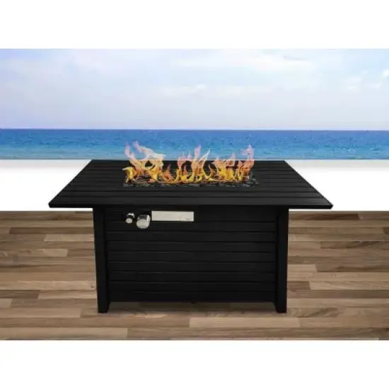 25" H x 42" W Steel Outdoor Fire Pit Table with Removable Lid and Safety Features image {5}