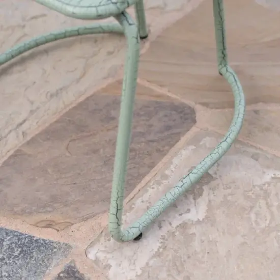 Santa Monica 3pc Iron Patio Bistro Set - Crackle Green - Christopher Knight Home: Weather-Resistant, 2-Seater Outdoor Dining Set image {4}