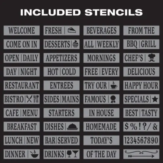 Excello Global Products 40" x 20" Wooden A-Frame Chalkboard w Stencil Set/Sidewalk Chalkboard Sign Sandwich Board/Chalk Board Standing Sign (Black) image {4}