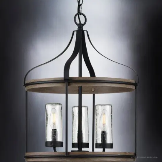 Urban Ambiance Luxury Farmhouse Outdoor Pendant 20.625''H x 16''W,  Midnight Black Finish,  Gilbert Collection, UHP1421 image {4}