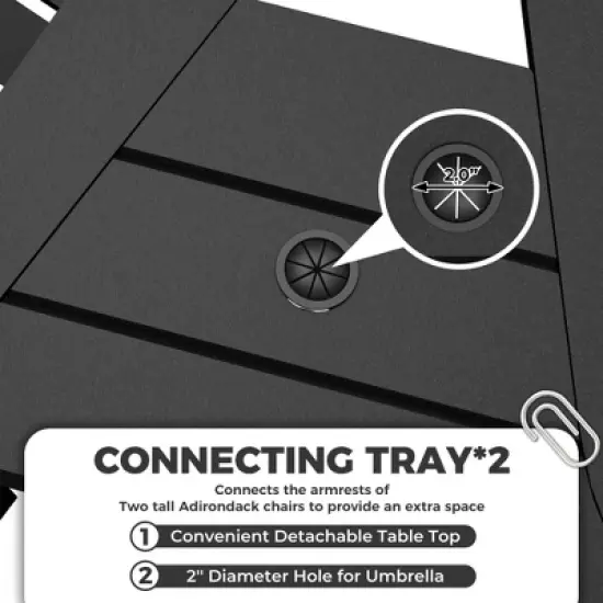 Outdoor Bar Height Adirondack Chairs with Connecting Tray, Balcony Chairs Recycled Poly Adirondack for Deck, Outdoor Tall Adirondack Chairs image {2}