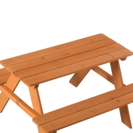 Gardenised Wooden Kids Outdoor Picnic Table for Garden and Backyard, Stained image {10}