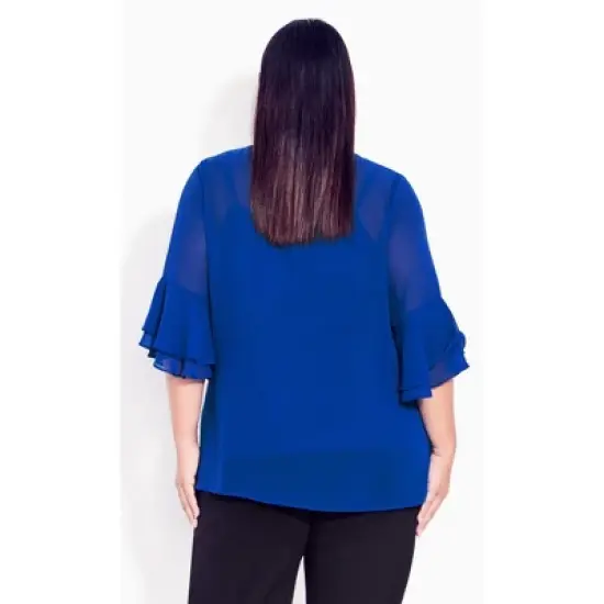 Women's Plus Size Alex Double Flutter Plain Top - marine | AVENUE STUDIO image {1}