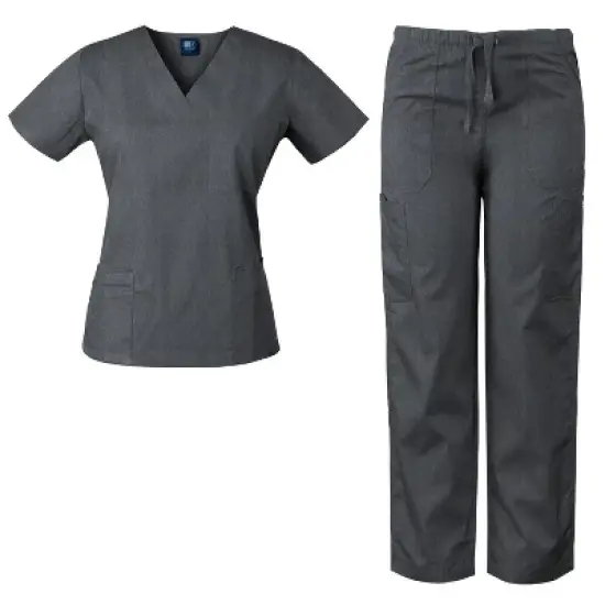 Medgear Women's Scrubs Set Medical Uniform - 4 Pocket Top and Multi Pocket Pants image {3}