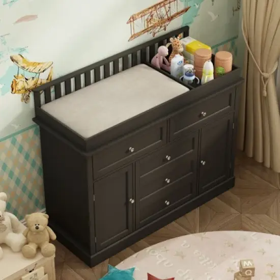 Famapy Baby Changing Table Chest of Drawers Edge Protection Top Upholstery image {1}