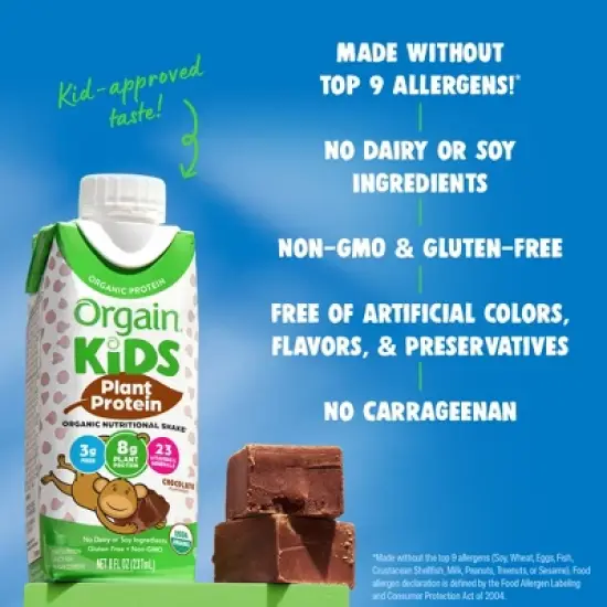 Orgain Kids' Plant Based Chocolate Protein Shake - 4pk/8.25 fl oz image {5}