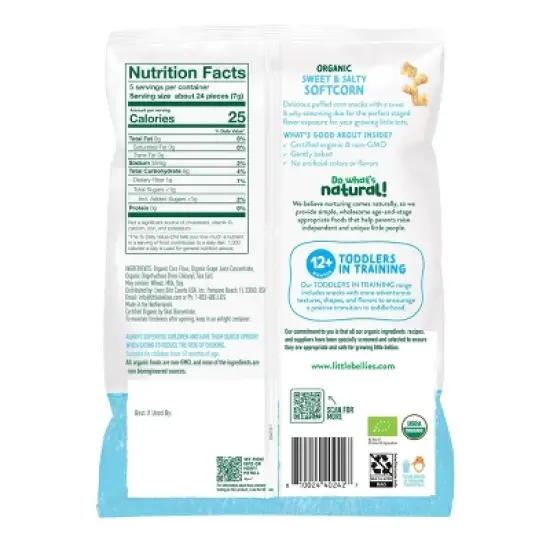 Little Bellies Organic Sweet & Salty Softcorn Baby Snacks - 1.25oz image {1}