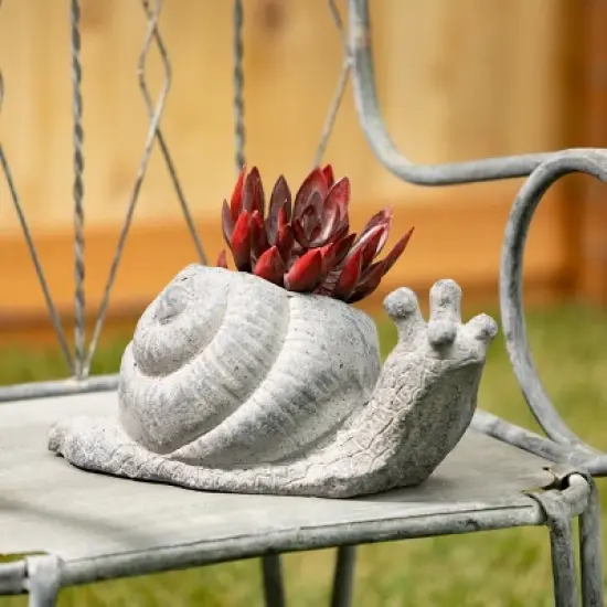 6"H Sullivans Charcoal Snail Planter, Gray image {2}