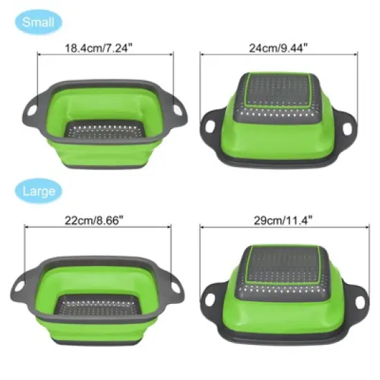 Unique Bargains Collapsible Colander Set Square Foldable Food Strainer with Handle Space Saving Design image {4}