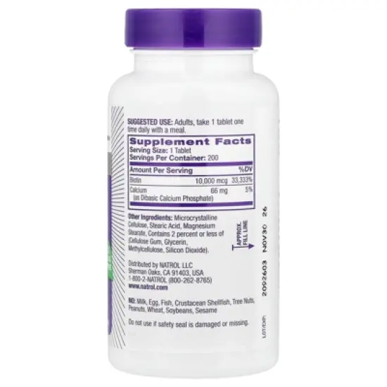 Natrol Biotin, 200 Tablets image {1}