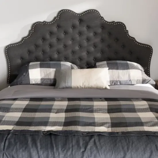 Hilda Modern and Contemporary Fabric Headboard Dark Gray - Baxton Studio image {3}