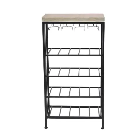 Industrial Metal Rectangle Wine Rack Black - Olivia & May image {7}