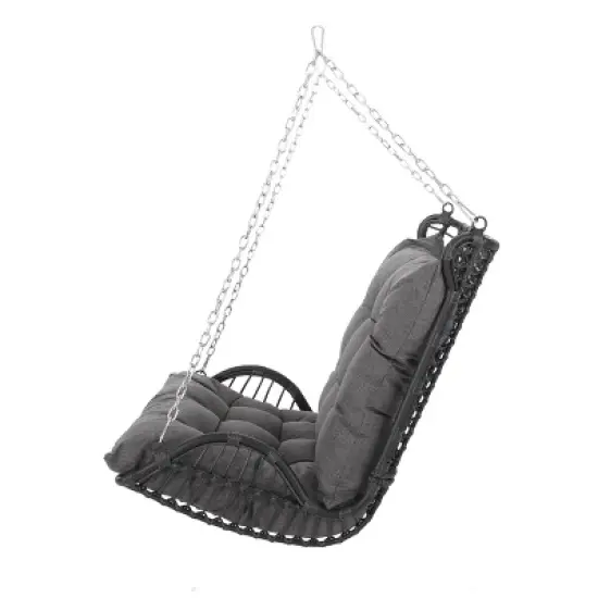 Arruda Outdoor Wicker Porch Swing with Cushions Gray/Dark Gray - Christopher Knight Home: UV & Weather-Resistant Patio Swing image {3}